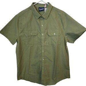 NWT BROOKLYN'S BEST Mens Green Casual Button-Up Shirt Short Sleeve Size Large